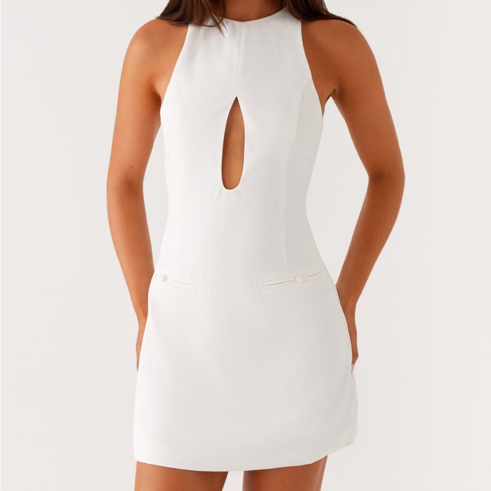 Peppermayo White Strapless Keyhole Mini Dress